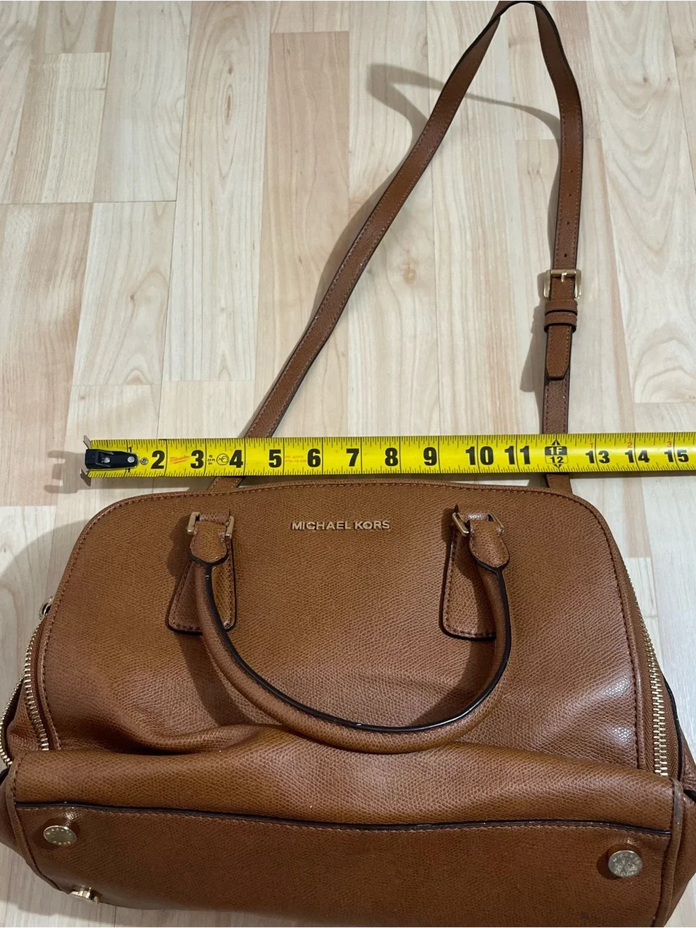 MICHAEL KORS REESE LUGGAGE BROWN SAFFIANO LEATHER,MD SATCHEL,CROSSBODY,BAG